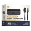 200 Count Black Plastic Silverware Heavy Duty - Black Plastic Forks And Spoons Set - BPA Free Plastic Utensils Set - Heat Resistance Cutlery For All Occasions view 1
