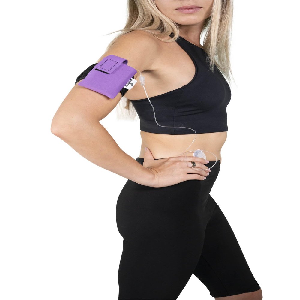 Pumpcases Insulin Pump Adjustable Arm Band for 630G, 670G, or 780G | Lavender Neoprene Diabetic Case, Non-Slip, No-Magnet | Assembled in USA (Small)