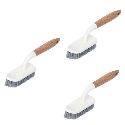 Mobestech 3pcs Bathroom Cleaning Brush Sturdy Bristles for Scrubbing for Tiles Floors and Grout Cleaning Household and Commercial Spaces