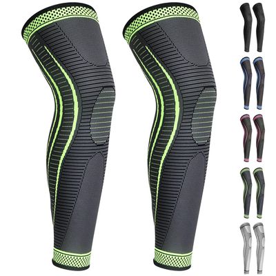 2 Pack Full Leg Compression Sleeves, Long Knee Brace Support for ACL,PCL, Meniscus Tear, Arthritis, Tendinitis,Men And Women (Green, Medium)