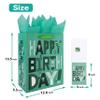 16.5" Extra Large Green Gift Bags Set with Greeting Card and Tissue Papers (Cartoon Happy Birthday) for Men's or Women's Birthday Party, Boys', Girls', or Kids' Party, Baby Shower, Baby Boy or Girl - view 2