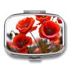 Pill Box Small Pill Boxs for Travel Pill Organizer Poppy Flowers Vivid Petals Pill Case Portable Medicine Organizer with Mirror 2 Compartment Pill Organizer for Purse Pocket view 1