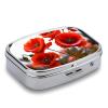 Pill Box Small Pill Boxs for Travel Pill Organizer Poppy Flowers Vivid Petals Pill Case Portable Medicine Organizer with Mirror 2 Compartment Pill Organizer for Purse Pocket view 3