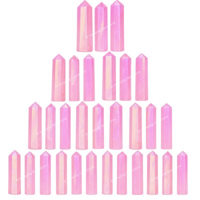 Amazing Gemstone Angel Aura Rose Quartz Crystal Points Bulk Healing Crystals and Stones - Pack of 3 Single Terminated Healing Wand Point Bulk Crystals for Crafts, Crystal Grid, DIY - Premium Crystals