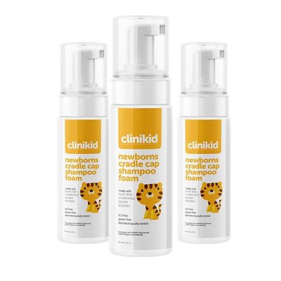 Clinikid Organic Newborns Cradle Cap Shampoo, Natural Dry Scalp Shampoo, Soothes, Itchy, Sensitive, Eczema Prone Skin, 5.07 Fl Oz (3)