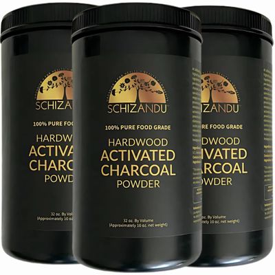 Activated Hardwood Charcoal Powder by Schizandu Vegan 100% | Supports Skin, Body, Teeth Whitening 3-Packs