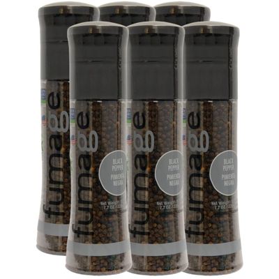 6-Pack Fumage Black Pepper Grinder. 7.7 Oz. NON-Gmo Certified