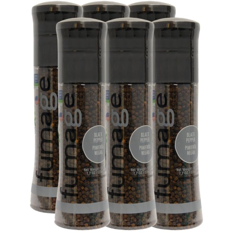 6-Pack Fumage Black Pepper Grinder. 7.7 Oz. NON-Gmo Certified