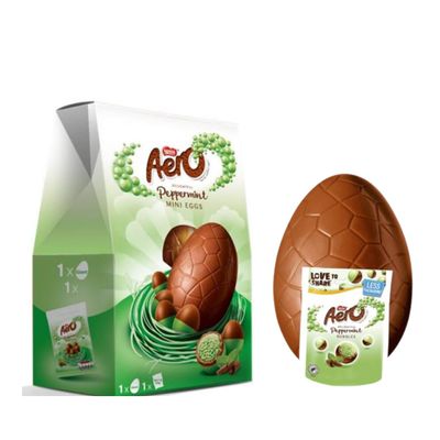 Aero Peppermint Mint Chocolate Giant Easter Egg 230g Luxury Easter Egg with a Touch of Mint Gift Easter Egg Chocolate Box for Men, Women and Kids