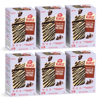 Katz Gluten Free Chocolate Chip Toaster Pastries. Breakfast Foods Snacks. Free of Dairy, Peanuts, Tree Nuts, and Sesame, No Artificial Color. Kosher. 8oz (6pk)