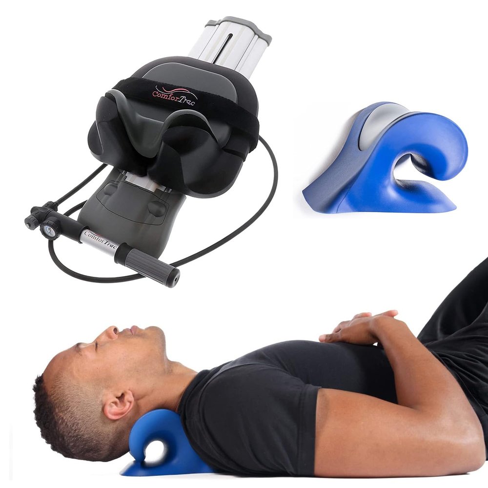 ComforTrac Deluxe Home Cervical Traction Kit 2.0, Bundle with ComforTrac Wave Neck Support & Stretcher