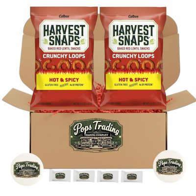 Baked Red Lentil Healthy Snack Hot & Spicy 2 Pack Gift Box 2.5 ounce Gluten Free Plant Protein