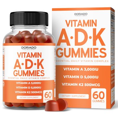 ADK Gummies Vitamin D3 K2 (60 Sugar Free Gummies) Vitamin D3 K2 10000iu/ 5000iu - Supplement with D & K - 10 Vegan Supplement - Delicious Raspberry Flavor - Non GMO & USA Made - 60 Count