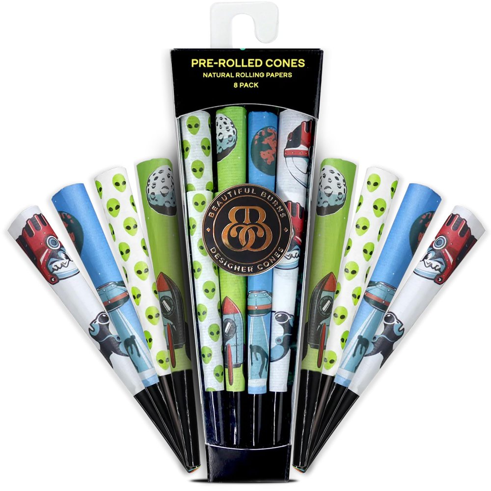 Beautiful Burns, Area 51 Combo Pre-Rolled Cones - 8 Pack of Pre Roll Cone Shells