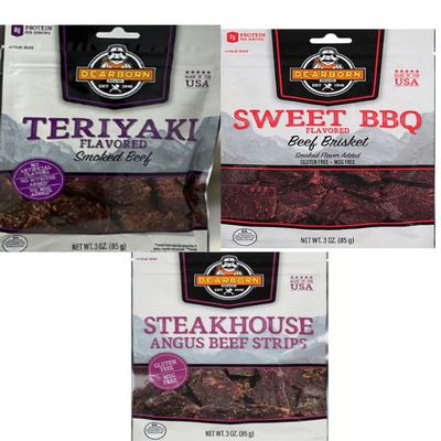 NineLife Basics Dearborn Beef Jerky Variety Pack: 3 Terrific Flavors, 3oz Each, Smoky Satisfaction Delivered! Teriyaki, Sweet BBQ, Steakhouse Angus
