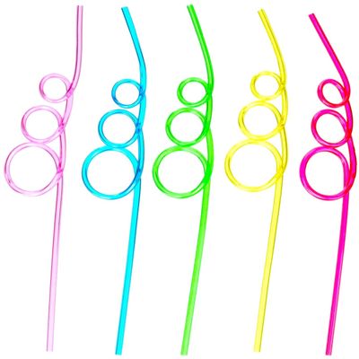 Zugar Land Crazy Loop Drinking Straws (10.5") Coloful Plastic Loopy Party Straws for Party Favors for Kids, Supplies for Birthday, Wedding, Baby Shower (12 Pack)