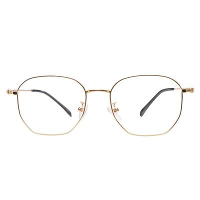 LAMBBAA Blue Light Blocking Reading Glasses Small Face Computer Fashionable Lightweight Retro Metal Frame Women Men(golden,+3.50 Magnification