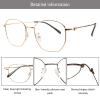LAMBBAA Blue Light Blocking Reading Glasses Small Face Computer Fashionable Lightweight Retro Metal Frame Women Men(golden,+3.50 Magnification view 2