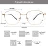 LAMBBAA Blue Light Blocking Reading Glasses Small Face Computer Fashionable Lightweight Retro Metal Frame Women Men(golden,+3.50 Magnification view 3