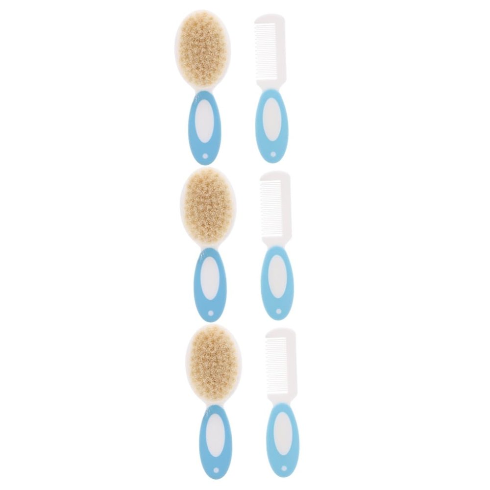 ifundom 6pcs Boy Girl Natural Wool Hair Brush Boys and Girls Hair Comb Ergonomic Handle Safe for Scalp