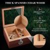 Cigar Humidor Holds up to 60 Cigars, Cedar Cigar Humidor Box with Lock, Easy Humidification System, Accurate Digital Hygrometer, 2 Humidifiers, Slotted Tray & Shelf, Dividers, Gift for Cigar Lovers view 4