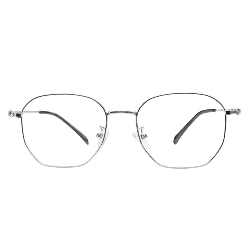 LAMBBAA Blue Light Blocking Reading Glasses Small Face Computer Fashionable Lightweight Retro Metal Frame Women Men(silver,+1.50 Magnification