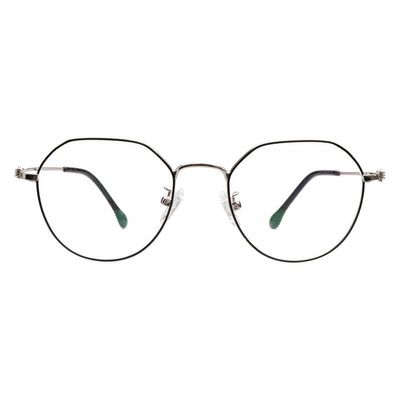 LAMBBAA Blue Light Blocking Reading Glasses Small Face Computer Fashionable Lightweight Retro Metal Frame Women Men(silver black,+3.00 Magnification