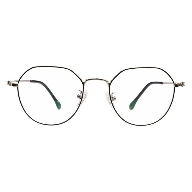 LAMBBAA Blue Light Blocking Reading Glasses Small Face Computer Fashionable Lightweight Retro Metal Frame Women Men(silver black,+3.00 Magnification