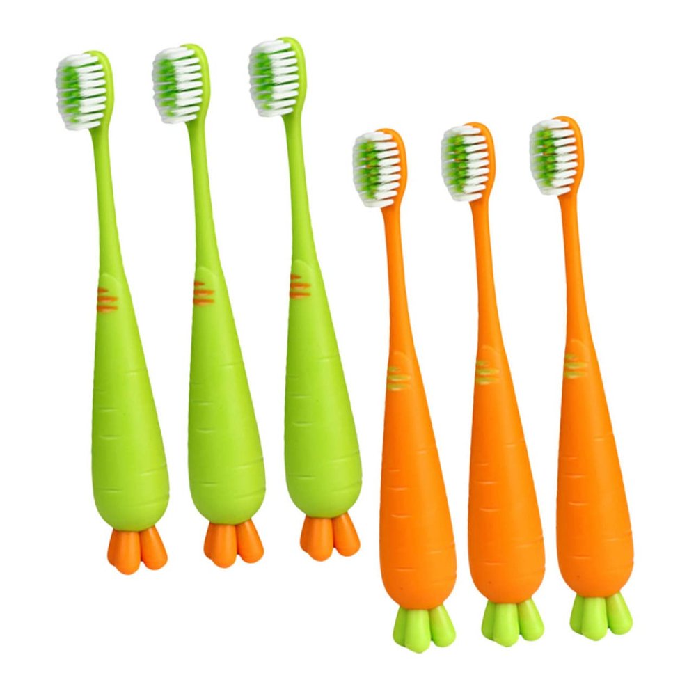 NOLITOY 6pcs Carrot Boys and Girls Toothbrush Manual Toothbrush for Boy Girl Manual