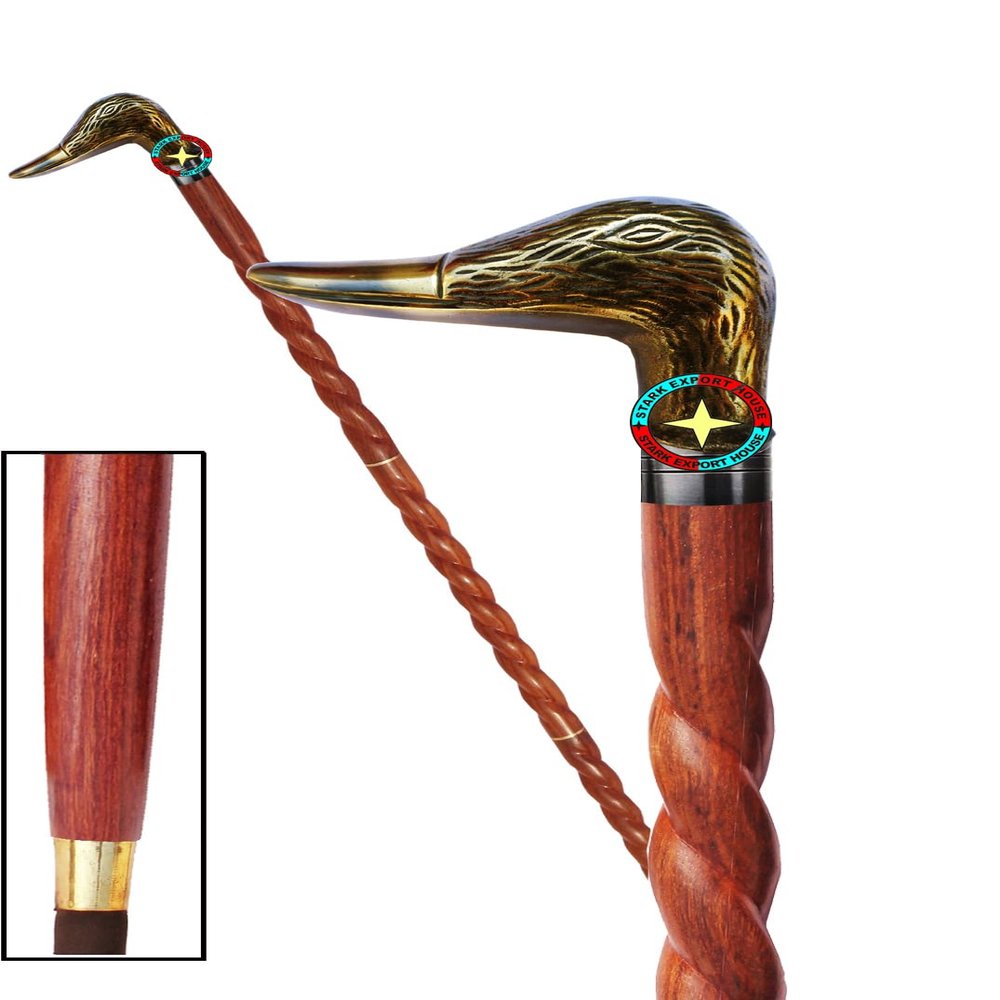 Antique Brass Nautical Designer Walking Stick Men & Women Canes and Wooden 37 inch Handle Natural Wood Rosewood (OPMJ)