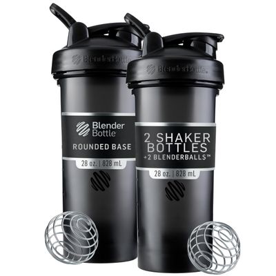 BlenderBottle Classic V2 Shaker Bottle Perfect for Protein Shakes and Pre Workout, 28-Ounce, Black, 2 Pack