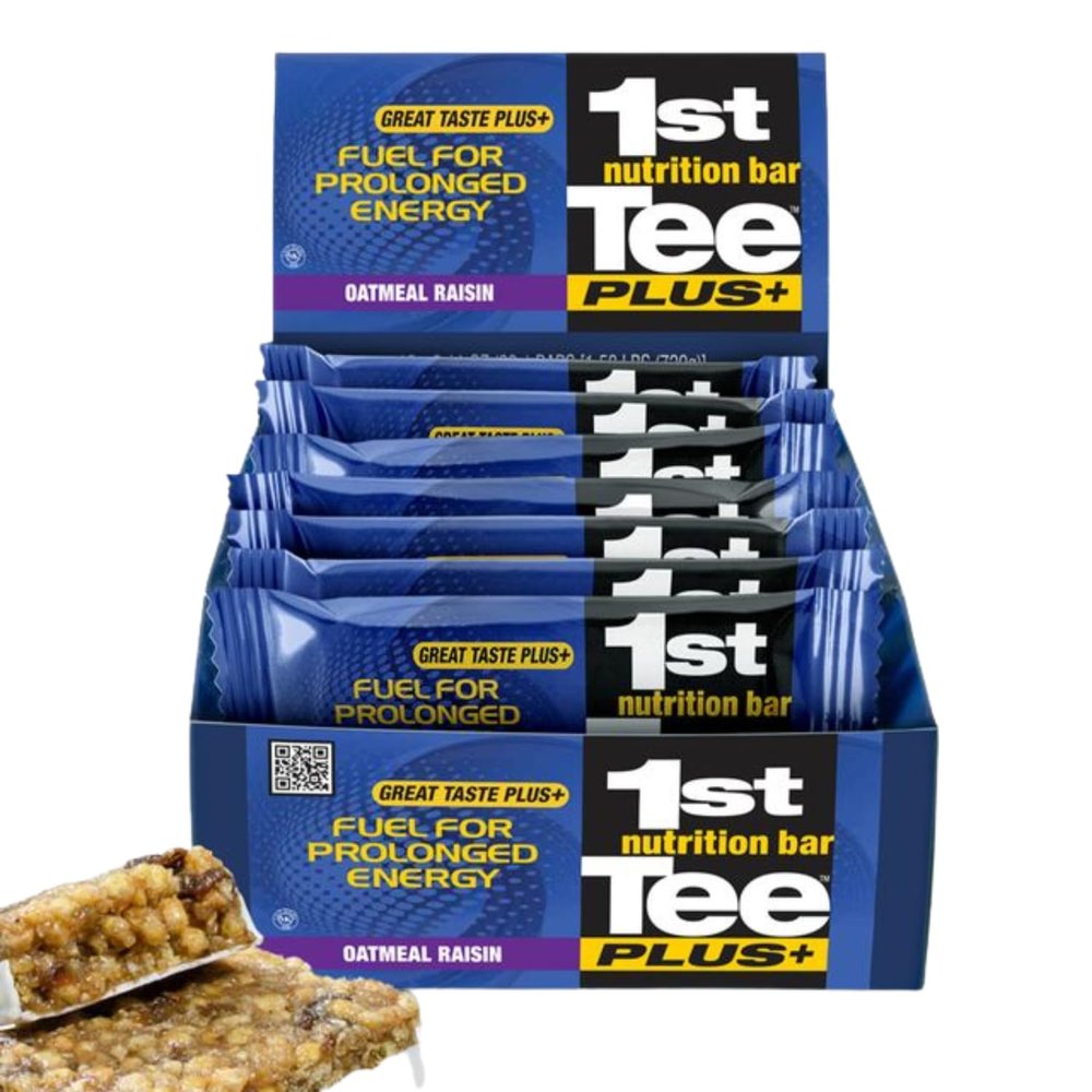 1st Tee PLUS+ Oatmeal Raisin bars made with Natural Ingredients Breakfast Bars | Best Oatmeal Bars, Golf Nutrition Bar Easily Digestible Balanced Nutrition Bars 12-60 grams bars