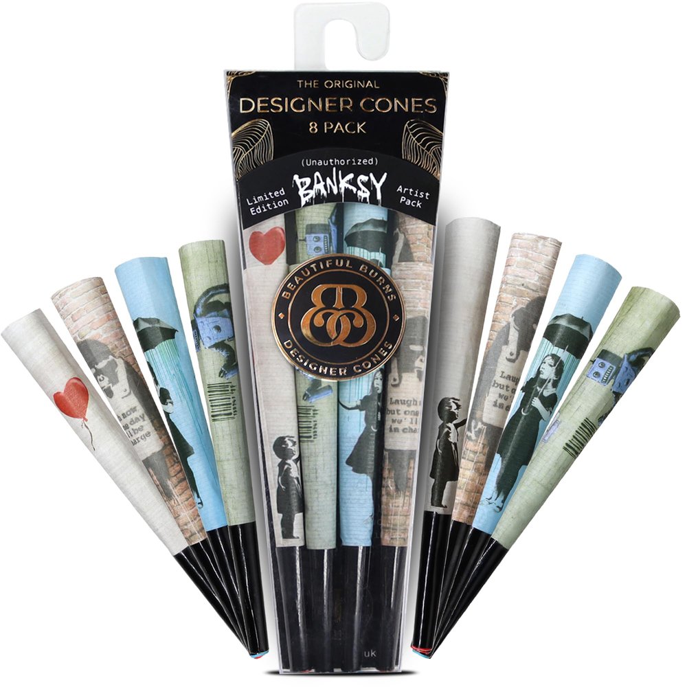 Beautiful Burns, Banksy Artist Pack Pre-Rolled Cones - 8 Pack of Pre Roll Cone Shells