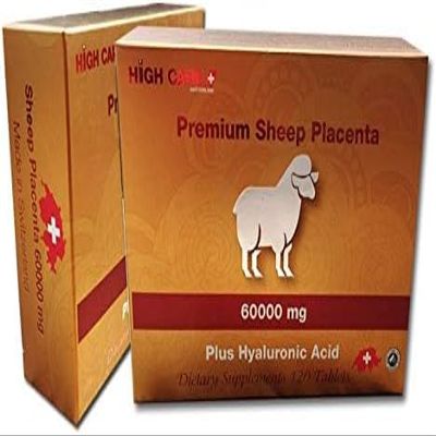 High Care Premium Sheep Placenta 60000 mg Plus Hyalunic Acid 120 Capsules Made in Switzerland