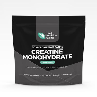 Total Nutrition Health Creatine Monohydrate  5g Micronized Creatine Monohydrate Powder  Vitamin D and Black Pepper Extract  Unflavored Pre-Workout with Creatine for Energy, Muscle Performance