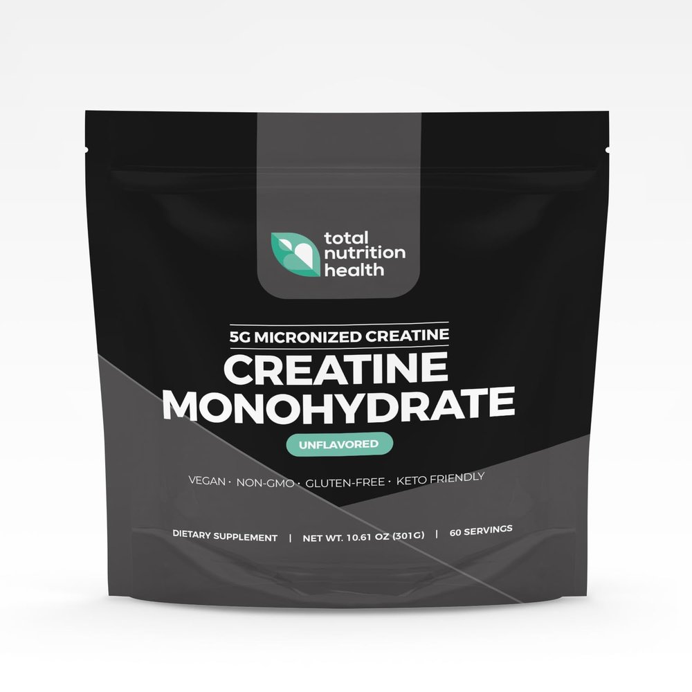 Total Nutrition Health Creatine Monohydrate 5g Micronized Creatine Monohydrate Powder Vitamin D and Black Pepper Extract Unflavored Pre-Workout with Creatine for Energy, Muscle Performance