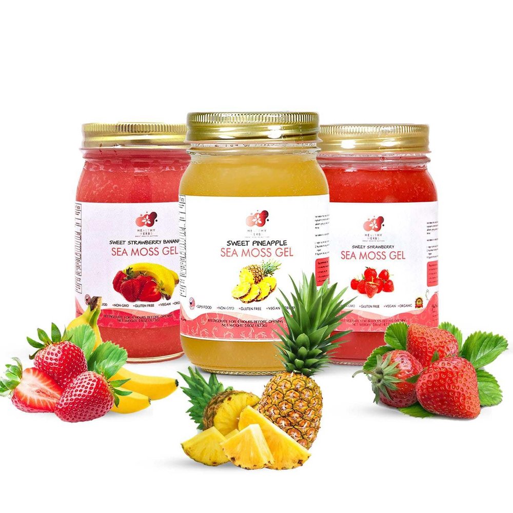 Healthy Herbs Sea Moss Gel Tropical Goodness Starter Bundle | Made from St Lucia Gold Wild-Harvested Seamoss | Wildcrafted Superfood with 90+ Essential Vitamins & Minerals (3-Pack)