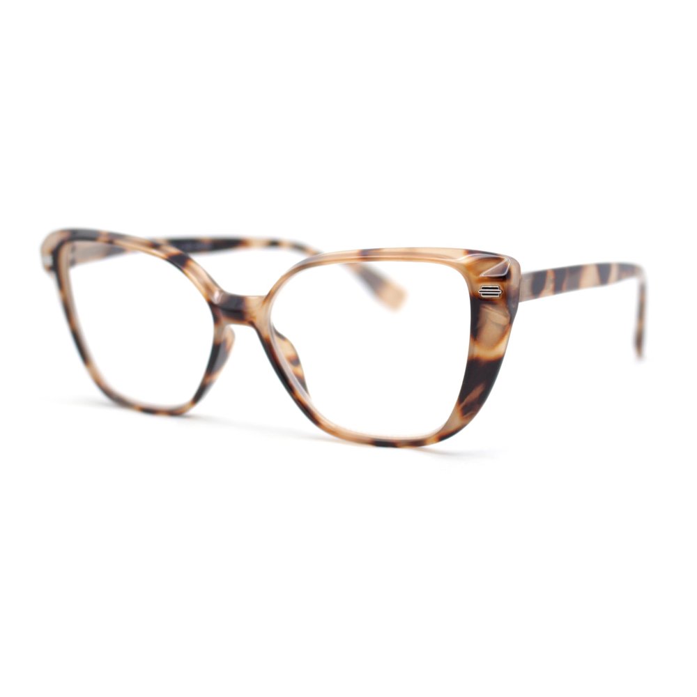 SA106 Retro Womens Classy Oversized Rectangular Cat Eye Reading Glasses Tortoise +4.00