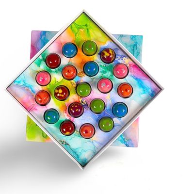 OMNIYA Delicacy Chocolate Galaxy Bonbon Box 20 Artisan Bonbons with Gourmet Fillings Pistachio, Hazelnut, Coffee, Cheesecake & Lemon Luxury Gift Box for Special Occasions, 12.5 oz