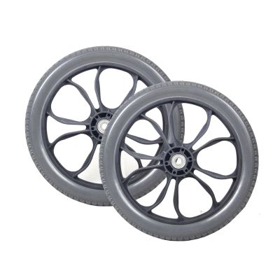 2 Pcs 14 Inch Manual Wheelchair Rear Wheels, 14x1.75 PU Solid Replacement Wheelchair Caster Assembly with 1/2" (12mm) Bearing