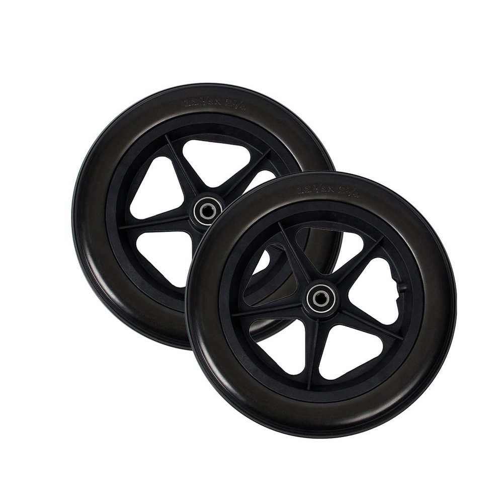 1 Pair 12x2 Wheelchair Rear Wheels Assembly, PU Solid Manual Wheelchairs Replacement Wheel with 1/2" (12mm) Bearing (Size : 12x2A)