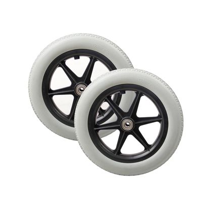 1 Pair 12x2 Wheelchair Rear Wheels Assembly, PU Solid Manual Wheelchairs Replacement Wheel with 1/2" (12mm) Bearing (Size : 12x2B)