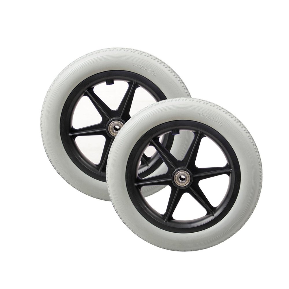 1 Pair 12x2 Wheelchair Rear Wheels Assembly, PU Solid Manual Wheelchairs Replacement Wheel with 1/2" (12mm) Bearing (Size : 12x2B)