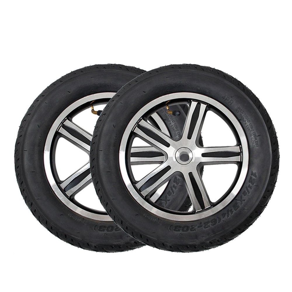 1 Pair 12x2 Wheelchair Tires, Pneumatic/Solid Polyurethane Electric Wheelchair Rear Wheels Assembly with 5/8" (17mm) Bearing and Aluminum Rim (Size : 12x2B)