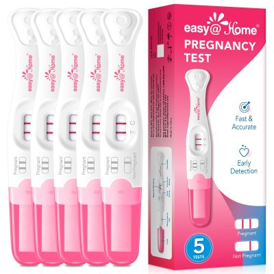 Easy@Home Pregnancy Test Sticks: 5 Count - Reliable and Early Detection Pregnancy Sticks - Precise Results in Minutes - Easy to Use at Home Urine Pregnancy Tests with Curved Handle