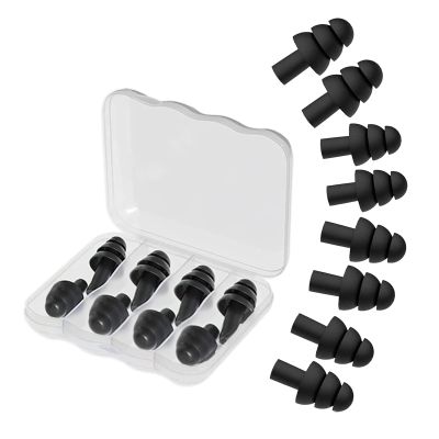4Pairs Ear Plugs for Sleeping,Soft Silicone Earplugs Noise Cancelling,Black Earplug for Swimming Snoring Concerts Shooting Airplanes.