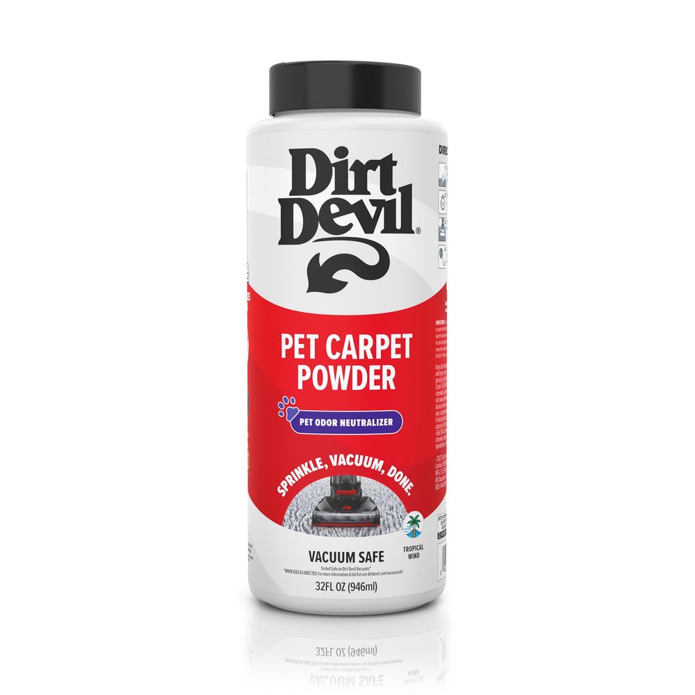 Dirt Devil Pet Carpet Powder, 32 oz, Room Refresher and Pet Odor Eliminator, Tropical Wind Scent, Vacuum Cleaner Safe, For Use on Carpets, Rugs, Upholstery and More, Carpet Freshener Powder for Home