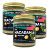 Wilderness Poets, Raw Macadamia Nut Butter - 3 Pack (8 Ounce Jars) - Vegan, No Salt - Glass Jars view 1
