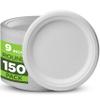100% Compostable Paper Plates Heavy Duty -150 Pack Biodegradable Disposable Plates - 9 Inch White Disposable Dinner Plates Made of Eco-Friendly, Natural Sugarcane Bagasse, Microwavable Plates Bulk view 1