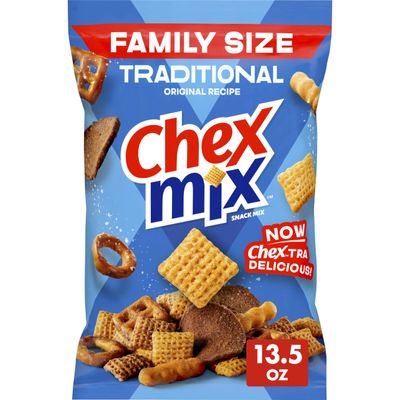 Chex Mix Traditional Original Recipe Snack Mix, Snacks, Family Size, 13.5 oz